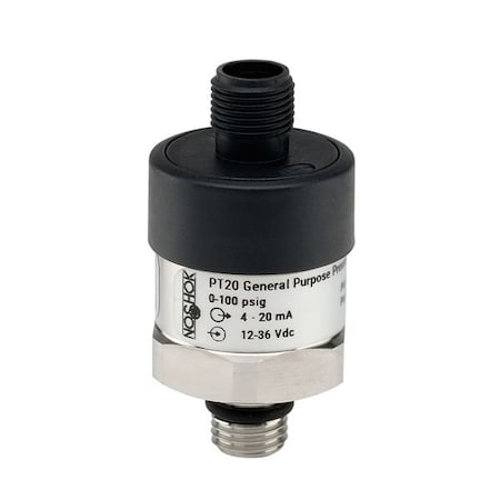 Noshok Pressure Transmitter, 0-10000 psi gauge, 0 Vdc to 10 Vdc, 3-wire, 1/2 NPT male, M12 x 1 4 pin PT20-10000psig-1-5-8-25